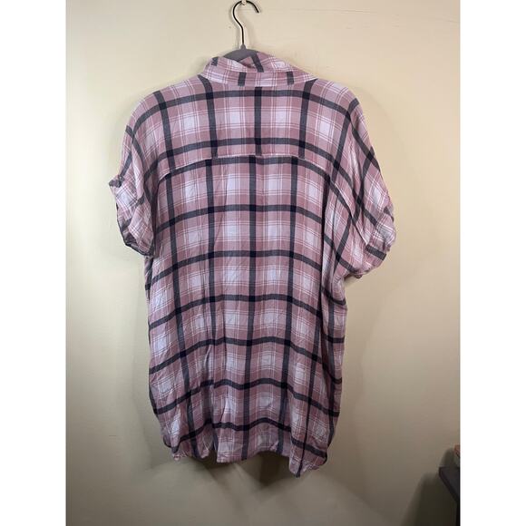 Nordstrom Rack Pink and Grey Striped Button Down Top Size XL - Picture 4 of 4